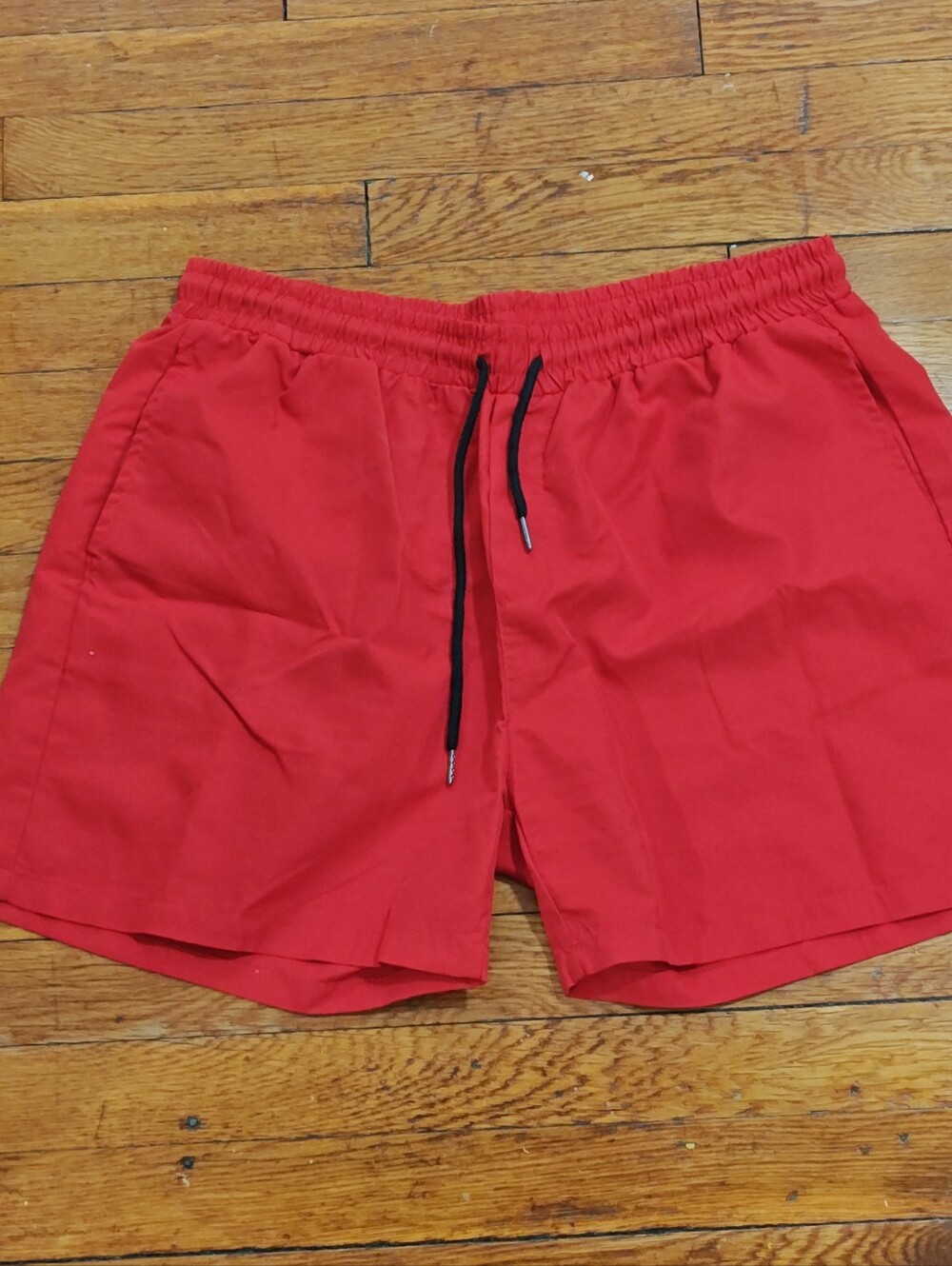 Men Drawstring Waist Shorts Red Hoochie Daddy Freedom size Large Sz L Romwe